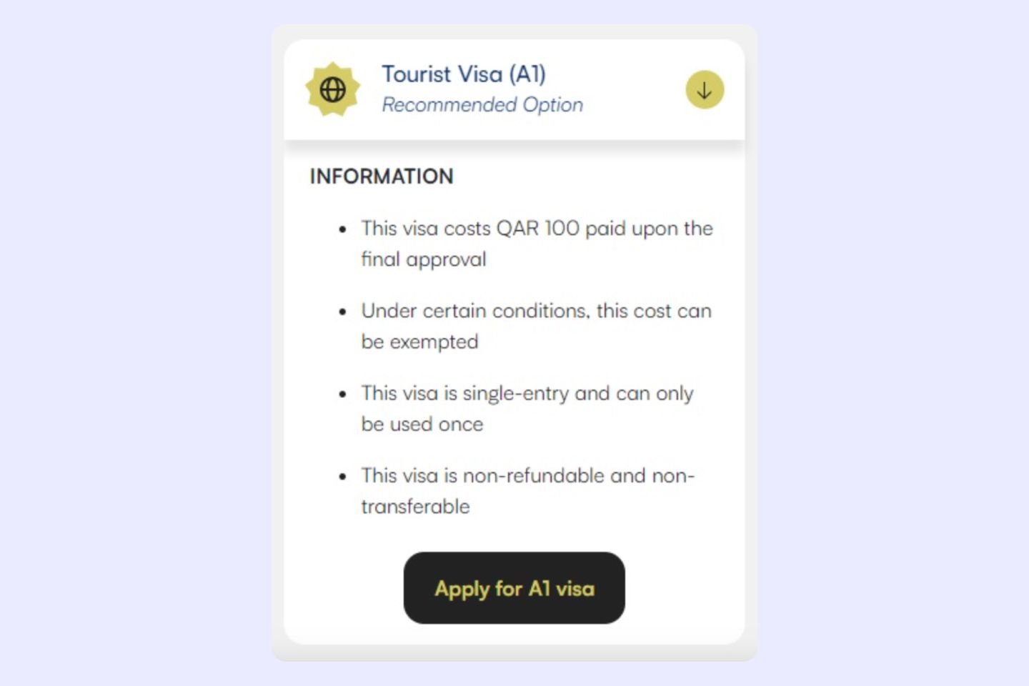 hayya a1 visa requirements