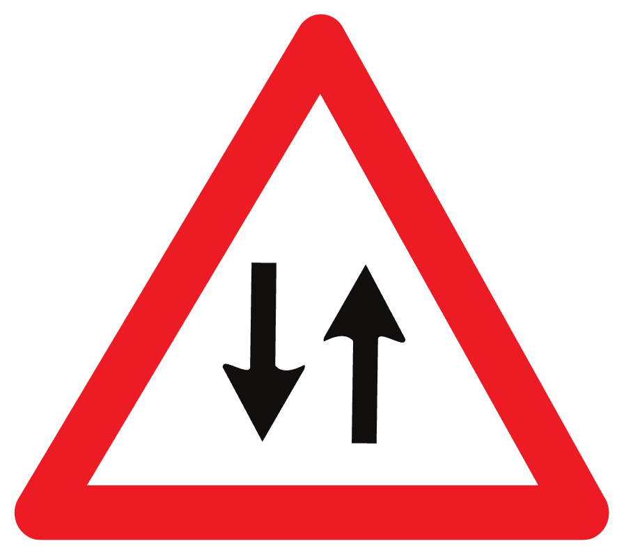 Two-Way Road Ahead Sign